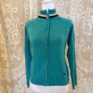 Burberry Blue Label Teal Zip-Up Cardigan – Collegiate Style